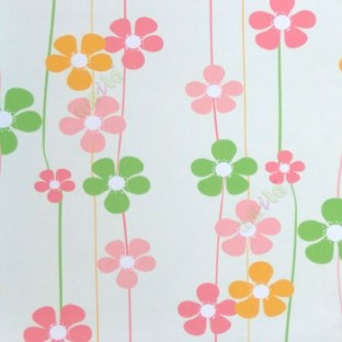 Pink white yellow green color flowers vertical hanging floral pattern roller blind